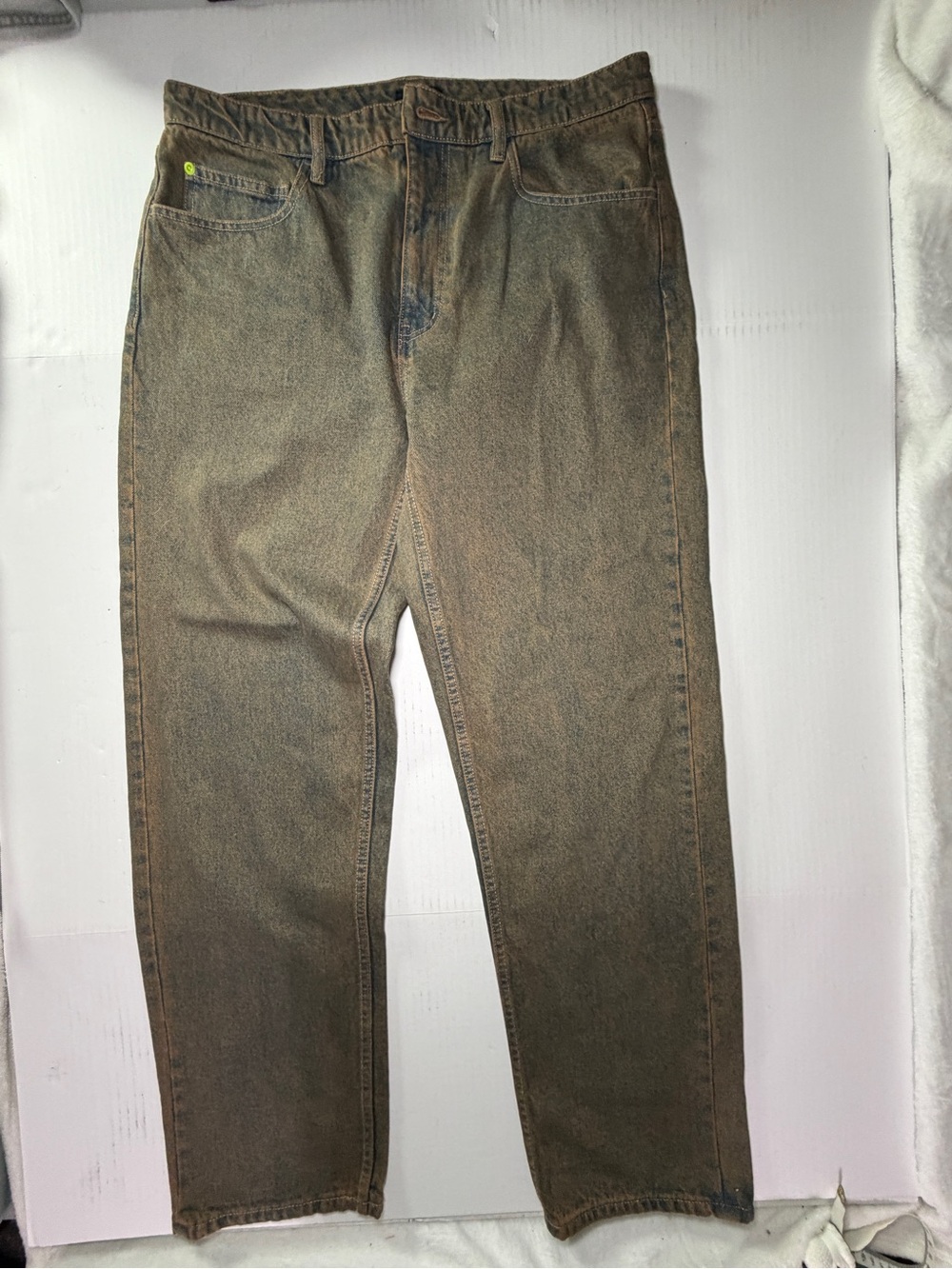 HUF Men's Washed Brown Straight Jeans